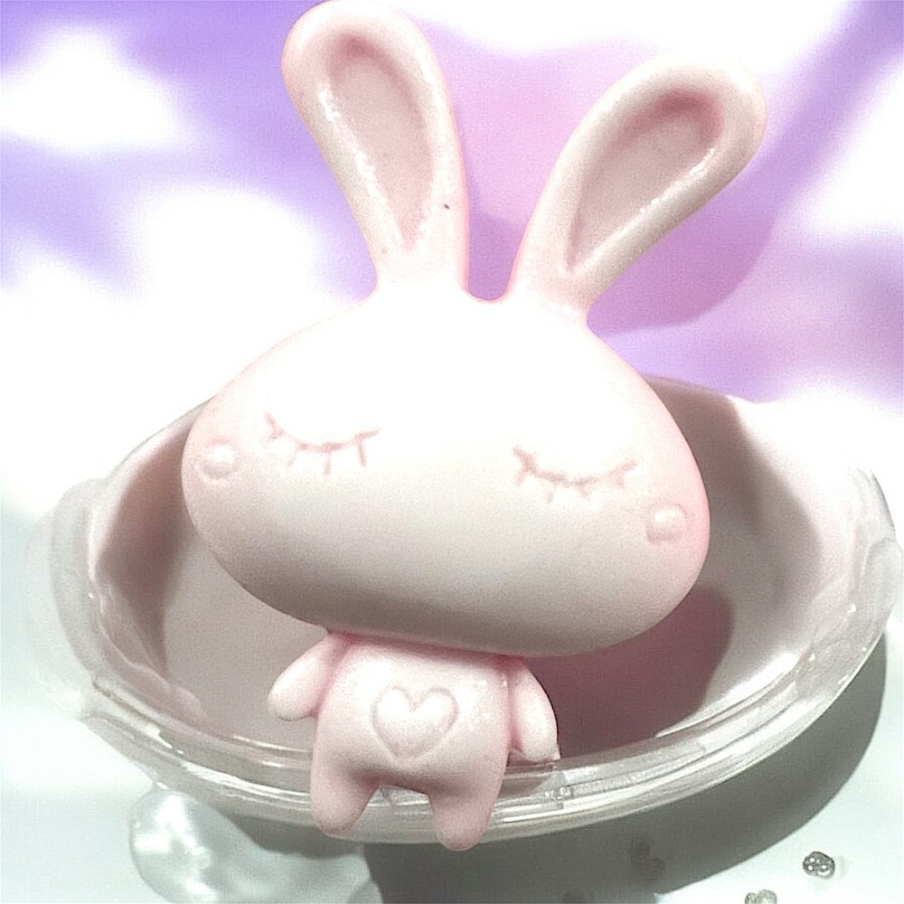 Rose scented bunny SOAP handmade 3x1.5 inch 3.5oz shea butter & coconut oil